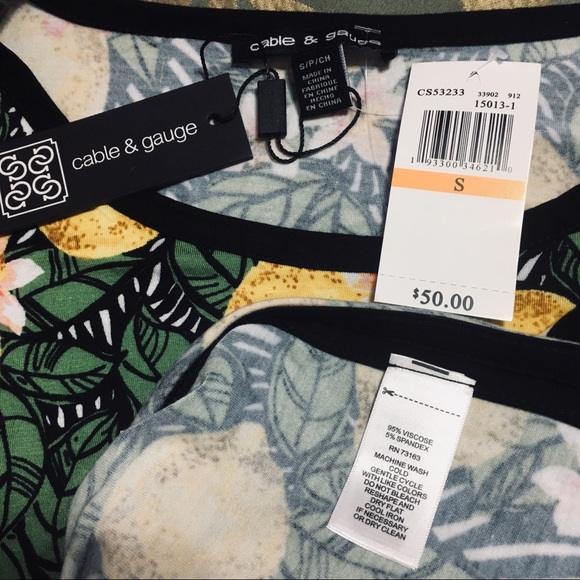 Cable & Gauge ladies yellow lemon print tank  top - Picture 6 of 7